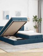 vidaXL Османска легло с матраци тъмносиньо 180x200 см кадифе