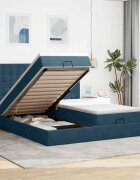 vidaXL Османска легло с матраци тъмносиньо 200x200 см кадифе