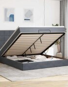 vidaXL Османска легло с матраци тъмносиво 160x200 см кадифе