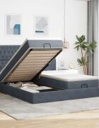 vidaXL Османска легло с матраци тъмносиво 160x200 см кадифе