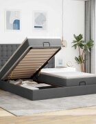vidaXL Османска легло с матраци тъмносиво 180x200 см плат