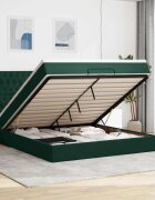 vidaXL Османска легло с матраци тъмнозелено 160x200 см кадифе