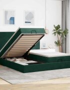 vidaXL Османска легло с матраци тъмнозелено 180x200 см кадифе