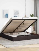 vidaXL Османска рамка за легло без матрак тъмнокафява 160x200см плат