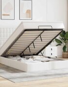 vidaXL Османско легло с матрак Бяло 140x190cm изкуствена кожа