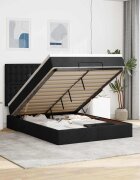 vidaXL Османско легло с матрак Черно 140x190cm Тъкан