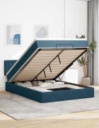 vidaXL Османско легло с матрак Тъмно синьо 140x190cm кадифе