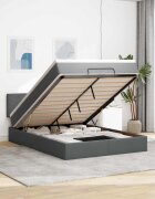 vidaXL Османско легло с матрак Тъмно сиво 140x190 cm Тъкан