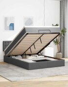 vidaXL Османско легло с матрак Тъмно сиво 140x190 cm Тъкан