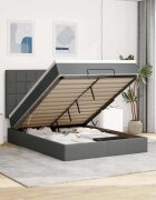 vidaXL Османско легло с матрак Тъмно сиво 140x190 cm Тъкан
