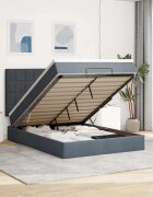 vidaXL Османско легло с матраци Тъмно сиво 140x200cm кадифе