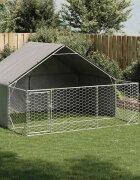 vidaXL Открита кучешка колиба с бягаща пътека 3x3x19 m