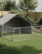 vidaXL Открита кучешка колиба с бягаща пътека 4x3x19 m