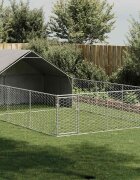 vidaXL Открита кучешка колиба с бягаща пътека 7x3x19 m