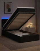 vidaXL Отоман с матрак и LED с LED ленти Черно 100 x 200 cm Кадифе