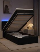 vidaXL Отоман с матрак и LED с LED ленти Черно 100 x 200 cm Кадифе