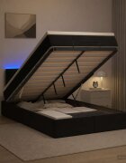 vidaXL Отоман с матрак и LED с LED ленти Черно 120 x 190 cm Кадифе