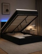 vidaXL Отоман с матрак и LED с LED ленти Черно 120 x 190 cm Кадифе