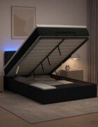 vidaXL Отоман с матрак и LED с LED ленти Черно 120 x 190 cm Текстил