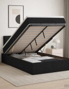 vidaXL Отоман с матрак и LED с LED ленти Черно 120 x 200 cm Текстил