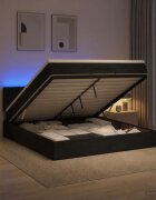 vidaXL Отоман с матрак и LED с LED ленти Черно 140 x 200 cm Текстил