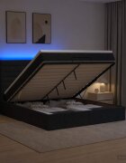 vidaXL Отоман с матрак и LED с LED ленти Черно 160 x 200 cm Текстил