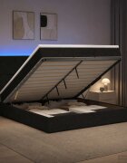 vidaXL Отоман с матрак и LED с LED ленти Черно 160 x 200 cm Текстил