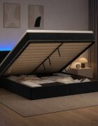 vidaXL Отоман с матрак и LED с LED ленти Черно 180 x 200 cm Кадифе