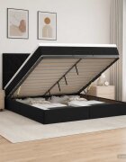 vidaXL Отоман с матрак и LED с LED ленти Черно 180 x 200 cm Кадифе
