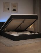vidaXL Отоман с матрак и LED с LED ленти Черно 180 x 200 cm Текстил