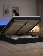 vidaXL Отоман с матрак и LED с LED ленти Черно 200 x 200 cm Кадифе