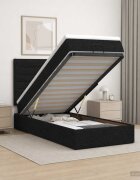 vidaXL Отоман с матрак и LED с LED ленти Черно 80 x 200 cm Текстил