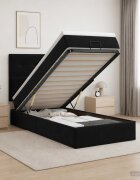 vidaXL Отоман с матрак и LED с LED ленти Черно 90 x 190 cm Кадифе