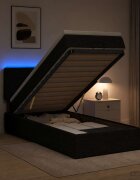 vidaXL Отоман с матрак и LED с LED ленти Черно 90 x 190 cm Текстил