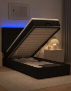 vidaXL Отоман с матрак и LED с LED ленти Черно 90 x 200 cm Текстил