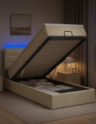 vidaXL Отоман с матрак и LED с LED ленти Кремаво 100 x 200 cm Текстил