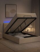 vidaXL Отоман с матрак и LED с LED ленти Кремаво 120 x 190 cm Текстил