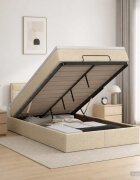 vidaXL Отоман с матрак и LED с LED ленти Кремаво 120 x 200 cm Текстил