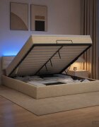 vidaXL Отоман с матрак и LED с LED ленти Кремаво 140 x 190 cm Текстил