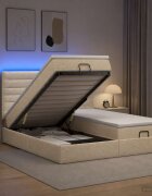 vidaXL Отоман с матрак и LED с LED ленти Кремаво 180 x 200 cm Текстил