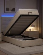 vidaXL Отоман с матрак и LED с LED ленти Кремаво 90 x 190 cm Текстил