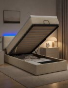vidaXL Отоман с матрак и LED с LED ленти Кремаво 90 x 190 cm Текстил