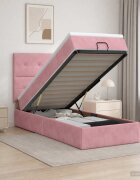 vidaXL Отоман с матрак и LED с LED ленти Розово 100 x 200 cm Кадифе
