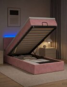 vidaXL Отоман с матрак и LED с LED ленти Розово 100 x 200 cm Кадифе
