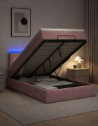 vidaXL Отоман с матрак и LED с LED ленти Розово 120 x 200 cm Кадифе