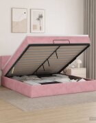 vidaXL Отоман с матрак и LED с LED ленти Розово 160 x 200 cm Кадифе