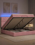vidaXL Отоман с матрак и LED с LED ленти Розово 180 x 200 cm Кадифе