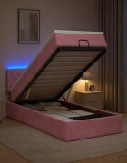vidaXL Отоман с матрак и LED с LED ленти Розово 80 x 200 cm Кадифе