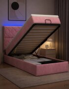 vidaXL Отоман с матрак и LED с LED ленти Розово 90 x 200 cm Кадифе