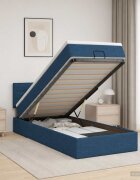 vidaXL Отоман с матрак и LED с LED ленти Синьо 100 x 200 cm Текстил